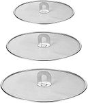 MarhJean Stainless Steel Splatter Screen Set of 3 - Mesh Oil Splash Guard with Fold Flat Knob - Skillet Splatter Shield Oil Catcher, Strainer, Drain Board for Frying Pan (10", 11.5", 13")