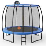 GYMAX Trampoline, 8FT 10FT 12FT Trampoline with Basketball Hoop, All Round Enclosure Net & Non-Slip Ladder, ASTM Approved Indoor/Outdoor Trampoline for Kids and Adults Backyard (12 FT)