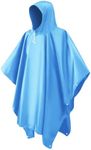 CHGANG Waterproof Poncho Adult, Reusable Rain Poncho Lightweight Waterproof Raincoat Emergency with Hood for Outdoor Hiking Camping Cycling Traveling (Blue)