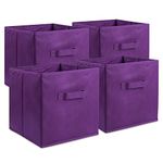 DII Non Woven Fabric Storage Bin Collection Collapsible Organizer Cube, Large Set, 11x11x11, Eggplant, 4 Count