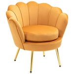 HOMCOM Modern Accent Chair, Velvet-Touch Fabric Leisure Club Chair with Gold Metal Legs for Bedroom, Yellow