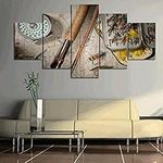 5 Panels Multi Panel Print Fly Fishing Canvas Wall Art Trout Fisherman Man Cave Pictures Paintings Print Home Decor Canvas Wall Art Painting Poster No Framed W150cm*H80cm