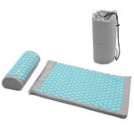 Navaris Acupressure Mat and Pillow Set - Acupuncture Mat for Back, Neck, Shoulders, Muscles, Relaxing - Includes Carry Bag - Grey/Blue