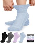 yeuG Diabetic Socks with Grips Women Men Slipper Socks with Grippers Non Slip Socks Grippy Socks Diabetic Ankle Socks Women