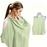 Nursing Cover for Baby Breastfeeding – Breathable 100% Cotton Nursing Apron with Rigid Hoop, Privacy Cover, Lightweight Car Seat Canopy & Multi-Use Baby Essentials -Multi Color (Taupe/Khaki)