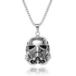 Star Wars Stainless Steel Necklaces for Men, Character Pendant Designs, 22" Box Chain, Stainless Steel, No Gemstone