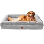 EHEYCIGA Memory Foam Dog Bed Large XL with Sides, Orthopedic Waterproof Pet Beds for Extra Large Dogs, Washable Jumbo Giant Dog Couch Bed with Removable Cover and Non-Slip Bottom, Grey