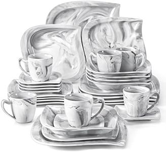 MALACASA Marble Grey Dinnerware Sets, 30-Piece Porcelain Dinnerware Set, Modern Plates and Bowls Set with Dinner Plate, Dessert Plate and Salad Pasta Bowl, Cup and Saucer, Service for 6, Series Elvira