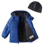 LONDON FOG Boys' Big Active Puffer Jacket Winter Coat, Blue/Grey Space Dyed, 4