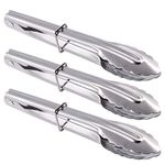 HINMAY Mini Stainless Steel Serving Tongs Small Metal Tongs for Serving Food Cooking Salad Grilling (7-Inch 3 Pieces)