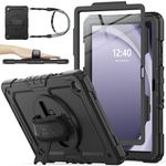 SEYMAC stock Case for Samsung Galaxy Tab A9+/ A9 Plus 11'' 2023 with Screen Protector [360 Rotating Stand] Hand Shoulder Strap Protective Case for Galaxy Tab A9+/A9 Plus 11'' SM-X210/X216/X218, Black