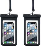 HITWAY Waterproof Phone Pouch Floating, Waterproof Phone Case, Transparent PVC, 2 Pack, Phone Protector for iPhone 15 14 13 12 11 Pro Max Plus XS XR X 8 Galaxy S23 S22 S21 S20 (Black & Black)