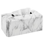 mDesign Modern Metal Tissue Box Cover for Disposable Paper Facial Tissues, Rectangular Holder for Storage on Bathroom Vanity, Countertop, Bedroom Dresser, Night Stand, Desk, Table - Marble Print