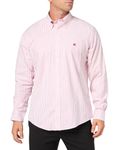 Brooks Brothers Men's Non-Iron Stretch Oxford Long Sleeve Stripe Sport Shirt, Red, Large-X-Large