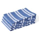 Encasa XO Kitchen Cloth for Cooking | Cotton Hand Towel for Drying Dishes | 70x45 cm Tea Towels | Highly Absorbent for Cleaning & Quick Drying of Plates | Franca Blue Stripes (Set of 4 Pieces)