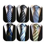 WeiShang Lot 6 PCS Classic Men's Silk Tie Necktie Woven JACQUARD Neck Ties, Style 17, Medium