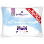 Slumberdown Cool Summer Nights Pillows 4 Pack - Firm Support Side Sleeper Pillows for Neck and Shoulder Pain Relief - Cooling Pillow for Night Sweats, Hypoallergenic (48cm x 74cm)