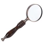 Meichoon Handheld Wood Magnifying Glass 10X Classical Nostalgic Retro Style Magnifier Ebony Handle The Elder Reading Aid Tool,UC32