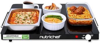 NutriChef Electric Warming Tray | Glass Surface Hot Serving Tray | Adjustable Temperature 140°F to 230°F | Energy Efficient & Space Saving | Perfect for Buffets,Parties & More | 21.2 x 16.5 IN | Black