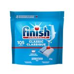 Finish Classic, Everyday Clean and Shine, No Pre-Rinse Formula, Grease and Stain Removal, Scrubs Dried-On Food, 105 Tabs