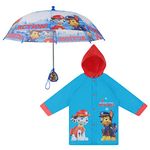 Nickelodeon Boys' Little Paw Patrol Character Slicker and Umbrella Rainwear Set, Light Blue, Age 2-3