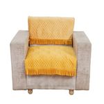 Fashion Throw FauXFur Sofa Cover, For Living Room, Sofa Slipcovers, Furniture Cover (Yellow With Frill, 1 Seater + Back)