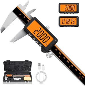 HARDELL Digital Caliper, Rechargeable Calipers with Large Orange Screen, Anti-Glare LCD & ABS Function, in/MM Caliper Measuring Tool, Stainless Steel Micrometer -Auto Off for DIY/Household (6 Inch)
