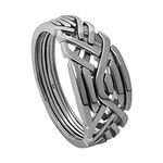 Rainbow 6 Band Handmade Turkish Puzzle ring 925 Sterling Silver six pieces wrapped interlocking Knott inspired stacking Ladies men Stacking elegance Unique ring Gift for him, gift for her gift for dad all size SILVER (9)