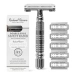 ROCKWELL RAZORS R1 Butterfly Open Safety Razor For Men & Women | Eco-Friendly & Reusable Shaving Razor | 5 Double Edge Razor Blades Made Of Pure Swedish Stainless Steel (White Chrome)