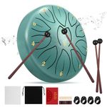 Steel Tongue Drum, 6 inches 11 Tone D Key Ethereal Drum,Beginner Handpan Drum Percussion Tongue Drum Comes with Carry Bag,2 Drum Sticks,4 Finger Cots, Suitable for Sound Healing Meditation Yoga（green）