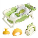 LiveGo Baby Bath Tub, Foldable Baby Bath for Infants to Toddler, Newborn Baby Bathtub with Thermometer & Floating Cushion, Baby Bath for 0-24 Months Newborns Infants and Toddler (Green Frog