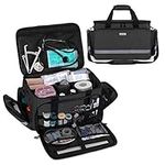 CURMIO Nurse Bag, Medical Bag Clinical Bag with Inner Dividers and No-Slip Bottom for Home Visits, Health Care, Hospice, for Nursing Students, Physical Therapists, Doctors,Black