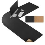 MAIDERN 51 Inch L Shaped Corner Desk Mat, Cork & Leather Reversible Desk Pad for Gaming Computer Office Home (Black) …