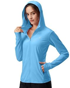 Soothfeel Women's UPF 50+ Sun Protection Hoodie Jacket Lightweight Long Sleeve Sun Shirt for Women with Pocket Hiking Outdoor Blue 3XL
