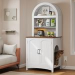 DWVO 70.8in Large Hidden Cat Litter Box Furniture with Shelves, High-Gloss Modern Litters Box Enclosure for Self-Cleaning Litter Boxes, Large Hidden Wooden Cabinet, White