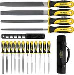 TARIST 17PCS File Set with Tool Bag, Includes 4PCS Large Metal File, 12PCS Needle File and Wire Brush,Work for Metal, Wood and More