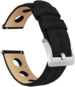 BARTON WATCH BANDS 20mm Black - Rally Horween Leather Watch Bands - Integrated quick release spring bars- 316L stainless steel- Choose Strap Color & Width