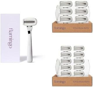 Flamingo Razors for Women, 1 Razor Handle (Polished Chrome) and 17 Razor Blade Refills