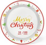 Lamosi 100Pcs Christmas Paper Plates, Paper Plates Christmas Party Supplies, 10 inch Disposable Dinner Plates for Birthday Holiday Wedding Event