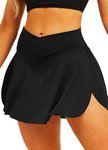 Women Skort Tennis Skirt with Shorts Skater Skirt with Pockets Athletic Skirts Pleated Mini Skirt Klit for Golf Workout School femboy y2k A01 V Waist Black S