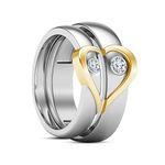 Anopchand Tilokchand Jewellers atjewels Elegant Couple Heart Ring in Round White Zirconia 14K Gold Plated on 925 Silver