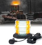 LUMENIX 72 LED Strobe Beacon Light Rooftop Rotating Warning Flashing Emergency Lights with Magnetic for Construction Vehicles Forklift Snow Plow Trucks Postal Mail Mower Cars ATV UTV - Amber/White