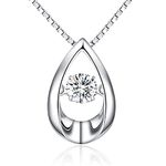 Teardrop Necklace for Women 925 Sterling Silver Necklace Women Dancing Diamond Necklace for Women Cubic Zirconia Necklace Waterdrop Necklace Gift for Lover, Mom,Mother¡¯s Day,