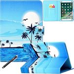 Universal Case for 6.5-7.5 Inch Tablet, Newshine PU Leather Stand Folio Case for Samsung Galaxy Tab 7.0, Amazon Kindle Fire 7 (2015/2017) and All 6.5-7.5" Tablet Models - Sea & Coco Tree