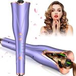 Automatic Curling Iron, Hair Curler Wand with 4 Temp Up to 430℉& Timer & Dual Voltage, 1" Larger Rotating Barrel Curling Iron Fast Heating, Anti-Scald, Auto Shut-Off Spin Iron for Lasting Styling