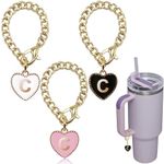 Ekarley Letter Accessories for Stanley Cup, 3Pcs Heart Shaped Water Bottle Name ID For Yeti/Simple Modern Tumbler Handle (C)