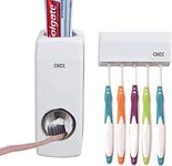 TOWOMO Olet Automatic Toothpaste Dispenser, Toothpaste Squeezing and Tooth Brush Holder Set(5 Brushs Set). White