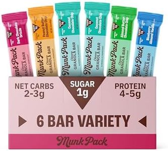 Munk Pack Chewy Granola Bars, Variety Pack - Healthy Low Sugar Snacks with 5g Protein, 1g Sugar with Allulose - Gluten Free & Low Glycemic - 6 Count