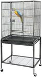 SUPER DEAL 53-Inch Rolling Bird Cage Large Wrought Iron Cage for Cockatiel Sun Conure Parakeet Finch Budgie Lovebird Canary Medium Pet House with Rolling Stand & Storage Shelf