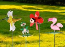 Chocozone Pack of 4 Garden Decor 3D Pinwheels Animal Insects Wind Spinners Outdoor Pinwheels for Garden Rotating Whirlygigs Landscape Decorations (Set 2)